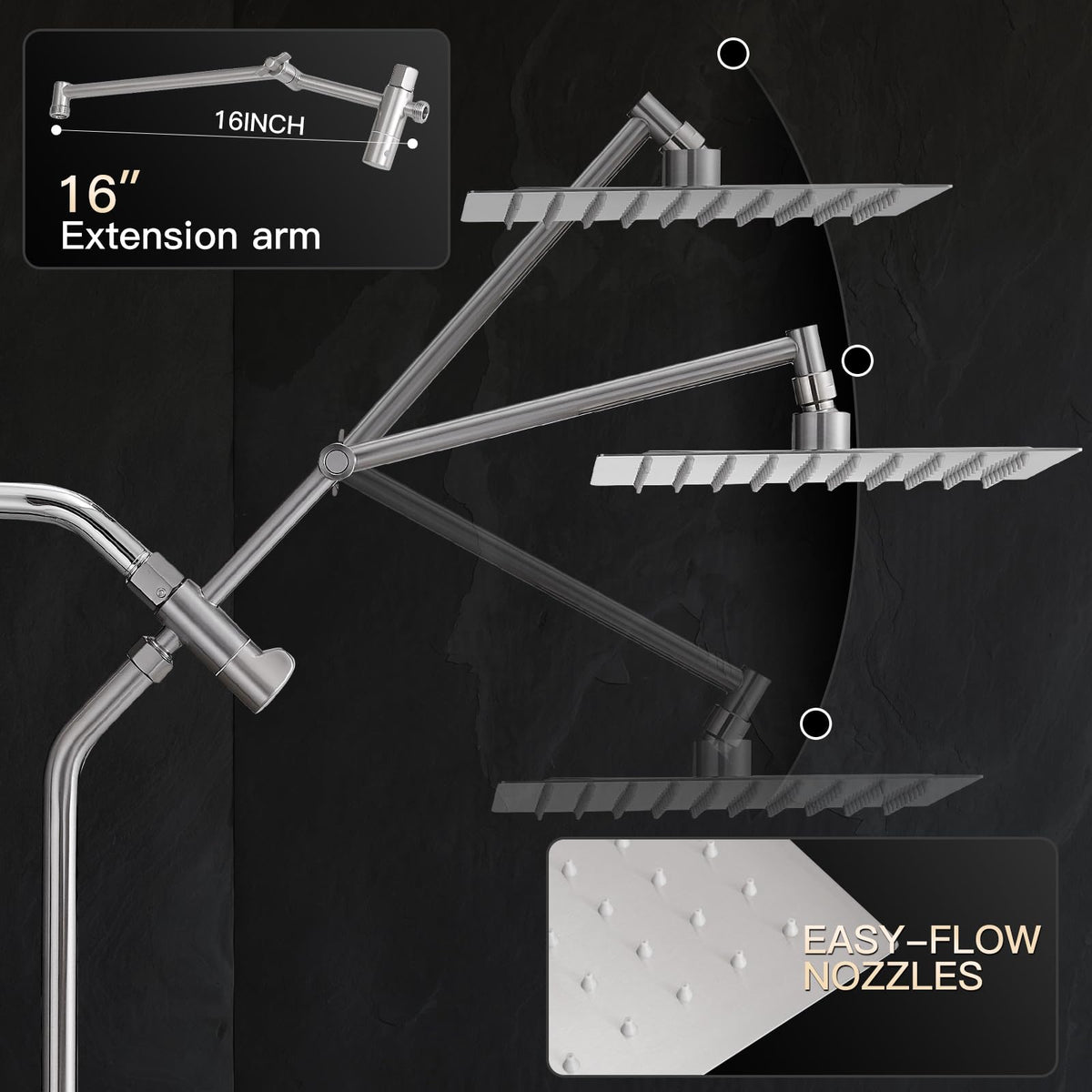 All Metal 10" Shower Head with Handheld, Built-in Power Jet Mode