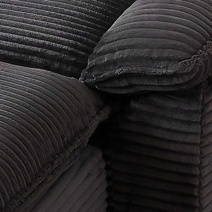 80" Cloud Sectional Couch with L-Shaped Chaise, Corduroy Sectional Sofa with Ottoman, Boneless Couch with Deep Seat in a Box for Living Room, No Assembly Required (Dark Grey)
