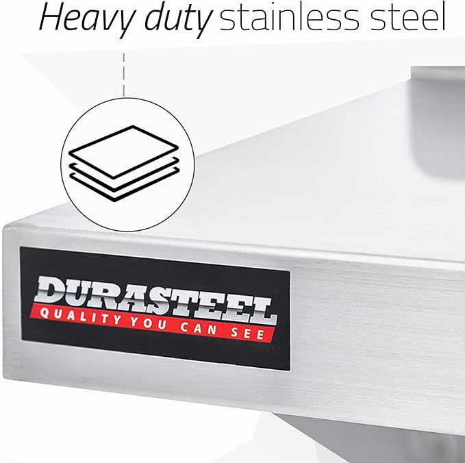 DuraSteel Stainless Steel Wall Mount Shelf 24" Wide x 14" Deep Commercial Grade - NSF Certified - Good for Restaurant, Bar, Home, Kitchen, Laundry, Garage and Utility Room