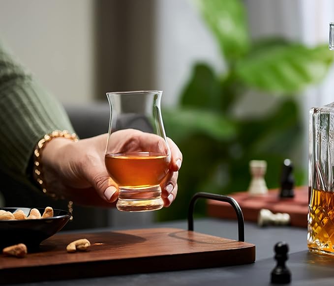 Whiskey glasses Set of 2 - Clear Shot Glasses Bar Set Snifter Glass, Tasting DOF Rocks Glasses Gift Set - Brandy Whisky Glass for Liquor, Scotch, Bourbon, Tequila, Gin, Tonic, Cognac, Vodka, Cocktail