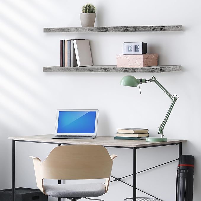 Sorbus Floating Shelves for Wall - 35 Inch Long Bathroom Shelves, Wall Decor for Bedroom, Kitchen, Living Room & Book Storage - Mounted Floating Shelf with Invisible Brackets (Gray, 3 Pack)