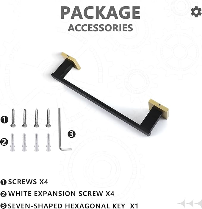 LANC Hand Towel Bar for Bathroom Wall Mounted 12-Inche Matte Black and Gold Bath Hand Towel Holders Stainless Steel Towel Ring Towel Rod for Kitchen Towel Rack Towel Hanger, A9010GK-L3