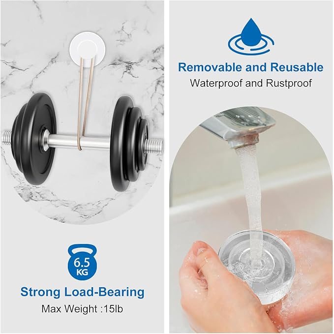 Suction Cup Hooks for Towels Robes, Heavy Duty Bathroom Shower Hooks Stainless Steel, No Drill on Smooth Wall,Glass,Mirror, Tile in Bedroom Kitchen to Hang Swimsuit Washcloths (2, White)