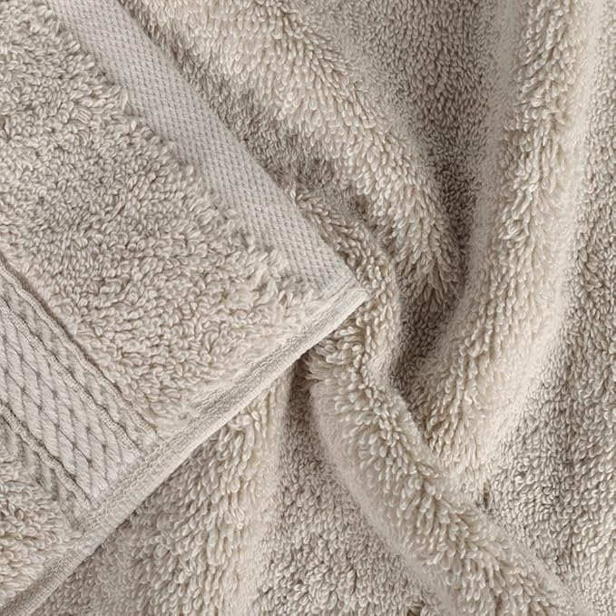 Superior Egyptian Cotton Pile Face Towel/Washcloth Set of 6, Ultra Soft Luxury Towels, Thick Plush Essentials, Absorbent Heavyweight, Guest Bath, Hotel, Spa, Home Bathroom, Shower Basics, Stone