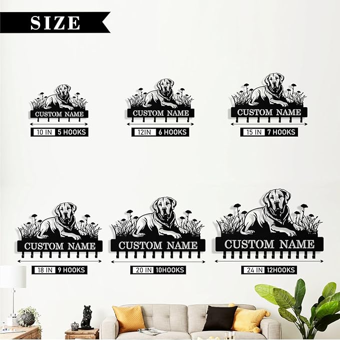 Personalized Key Holder Wall Mount, Custom Dog Metal Keys Holder for Wall with Name, Wall Key Hanger Rack with Hooks for Entryway, Front Door, Living Room, Kitchen, Bathroom, Garden