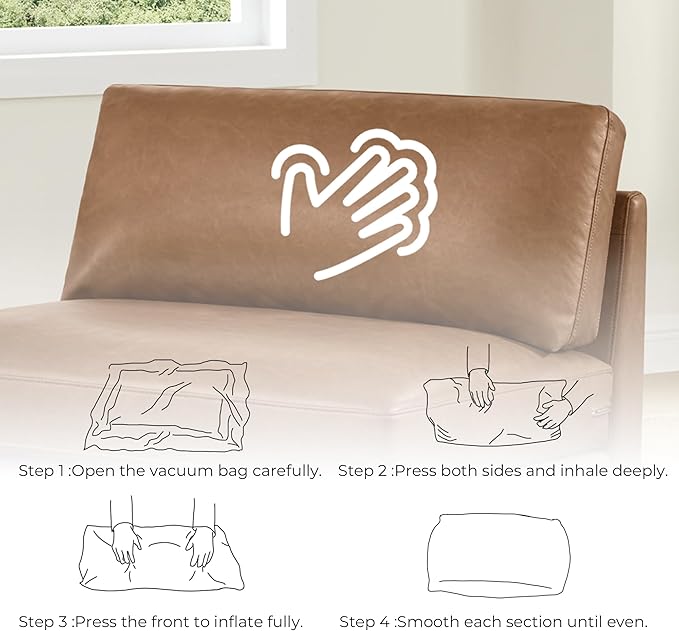 CHITA 83" Super Large Luxury Loveseat Sectional Modular Sofa, FSC Certified Down Filled Modern Sofa, Deep Seat Comfty Cloud Couch, 2 Seat Couch, Solid Wood Leg, Faux Leather in Camel
