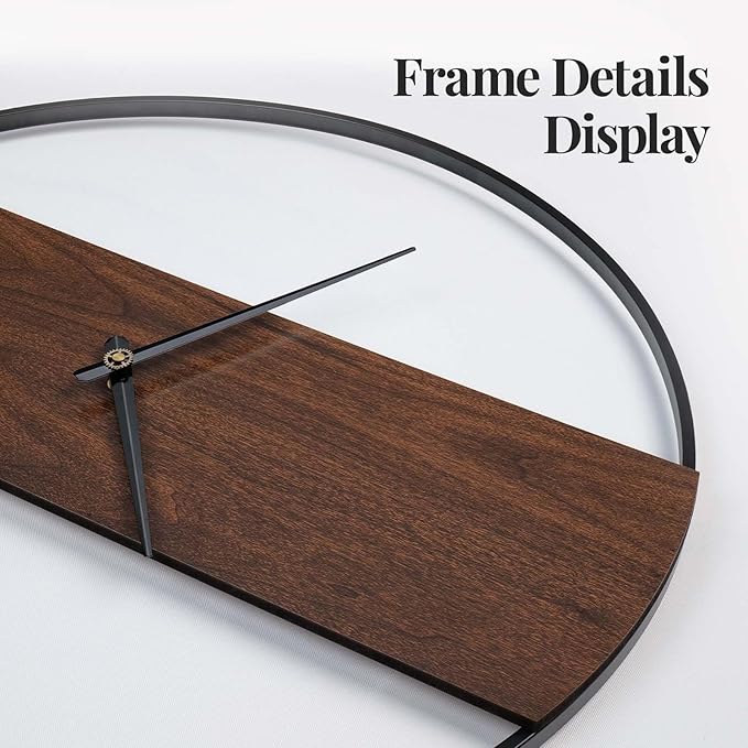 Cuspin Wall Clocks for Living Room Decor, Modern Minimalist Wall Clock Decorative 16 Inch Silent Non Ticking Battery Operated Clock with Walnut Dial for Bedroom, Kitchen, Farmhouse, Office