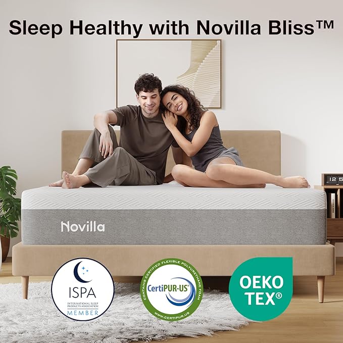 Novilla Full Mattress, 12 Inch Gel Memory Foam Full Size Mattress for Cool Night & Pressure Relief, Medium Plush Feel with Motion Isolating, Bliss