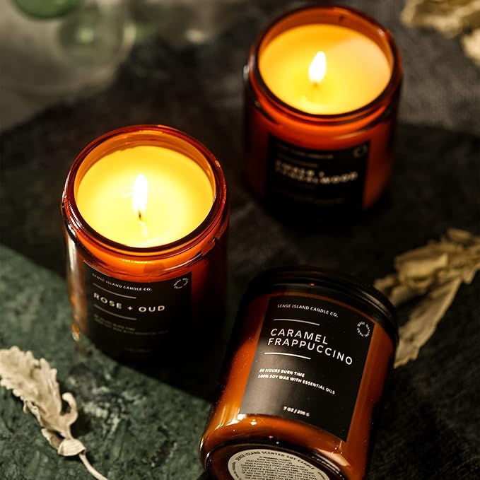 SENSE ISLAND Caramel Frappuccino Coffee Scented Candles for Home Scented | 100% Natural Soy Wax, 50 Hrs Burn Time Highly Scented Soy Candles House Warming Gifts