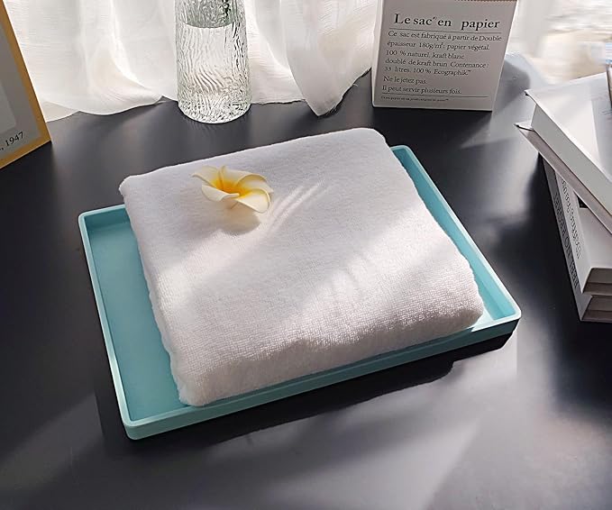 Blue Serving Tray (13.5 x 9.6 inch) for Serving Accessory, Stackable, Multipurpose Tray for Desserts, Spa, Coffee, Drinks, Party, Seasoning, Perfume and Display Use, Vanity & Entertaining.
