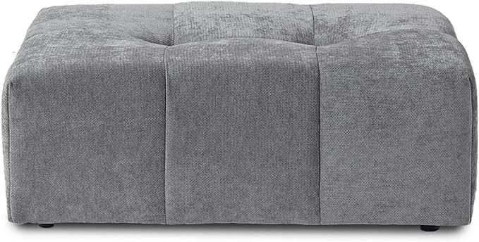 JACH Modern Ottoman Seat for Living Room, Linen Fabric Ottomans, Minimalist Foot Stool, Comfy Breathable Footstool for Living Room Apartment (Grey)
