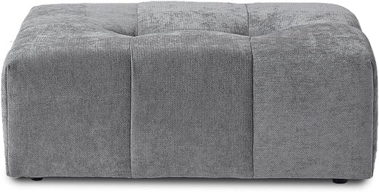 JACH Modern Ottoman Seat for Living Room, Linen Fabric Ottomans, Minimalist Foot Stool, Comfy Breathable Footstool for Living Room Apartment (Grey)