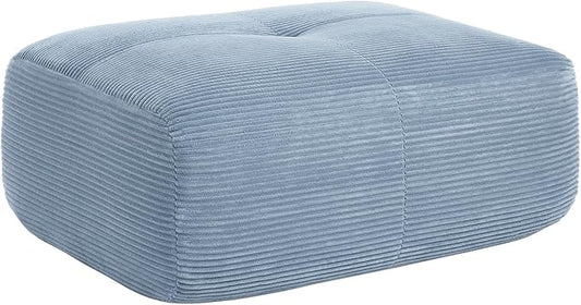 Blue Ottoman for Modular Sectional Sofa, Corduroy Deep Seat for Oversized Compressed Boneless Sectional Couches for Living Room Bedroom Apartment, Cloud Sofa Couch Set, Memory Foam, No Assembly