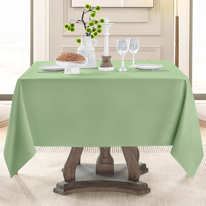 Square Tablecloth 52 x 52 Inch Sage Green Tablecloths Stain-Wrinkle Resistant Washable Polyester Table Cloths for Holiday, Buffet Parties, and Weddinge 6pack