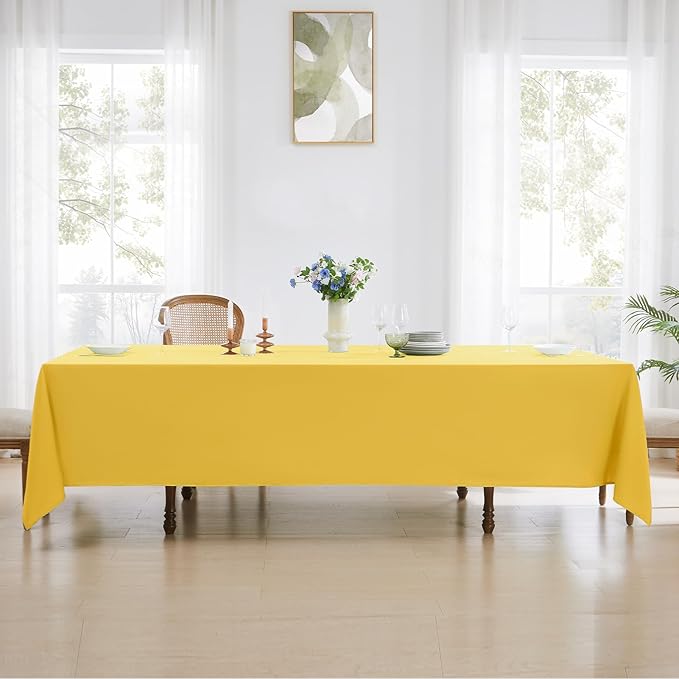 Rectangle Tablecloths 60x120 Inch 6 Pack Yellow Tablecloth for 6ft Washable Decorative Linen Polyester Table Cloths for 8ft Dining Table Banquets Buffet Parties and Wedding