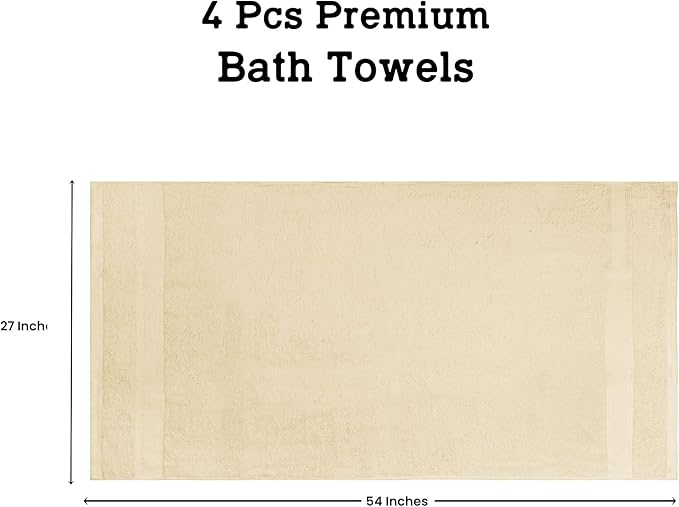 Casa Lino Multicolor I Bath Towels Set of 4 (54" x 27") - Large Bathroom Towel Set - 100% Cotton Towels for Bathroom - Highly Absorbent & Quick Dry Bath Towel Multipack - New Apartment Essentials