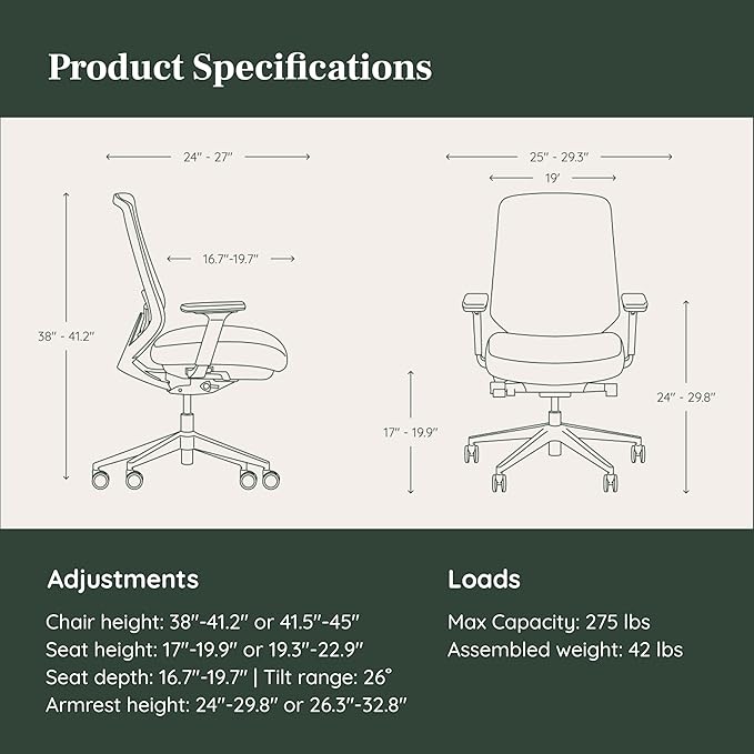Branch Ergonomic Chair Pro - Mesh Office Chair with 14 Points of Adjustment - Height, Depth & Tilt Adjustable - 5D Armrests - Forward Tilt, Smooth Recline, and Lumbar Support - Shore