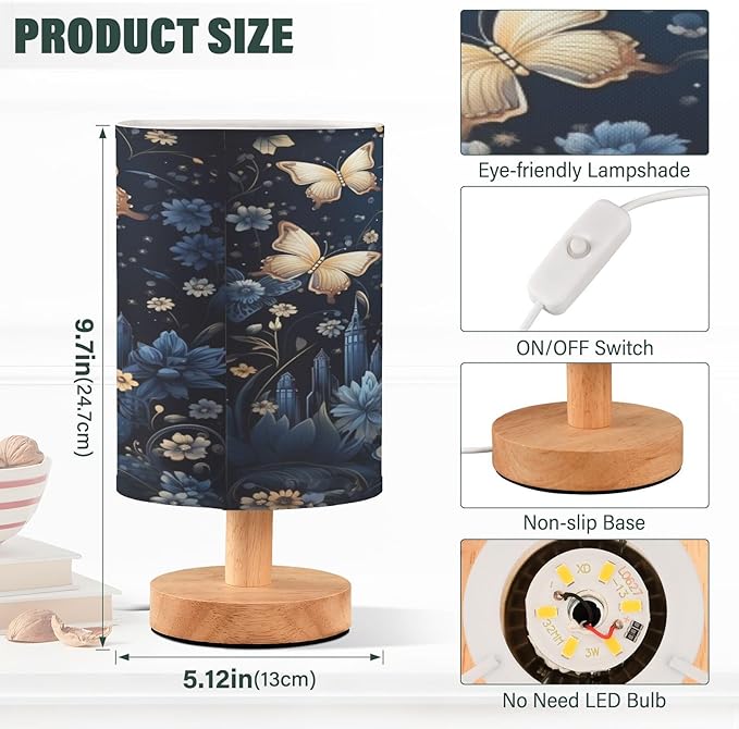 Butterflies Eiffel Tower LED Table Lamp for Bedroom Bedside Lamp with USB Charging Ports Decor Nightstand for Living Room Reading Dorm Desk Home Office