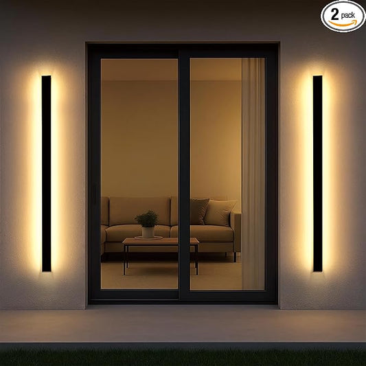 Porch Lights Outdoor Set of 2,59 Inch Outdoor Wall Lights,Waterproof Ip65 Linear Wall Lights,45W Wall Mount Exterior Light Fixture for House, Porch, Garage