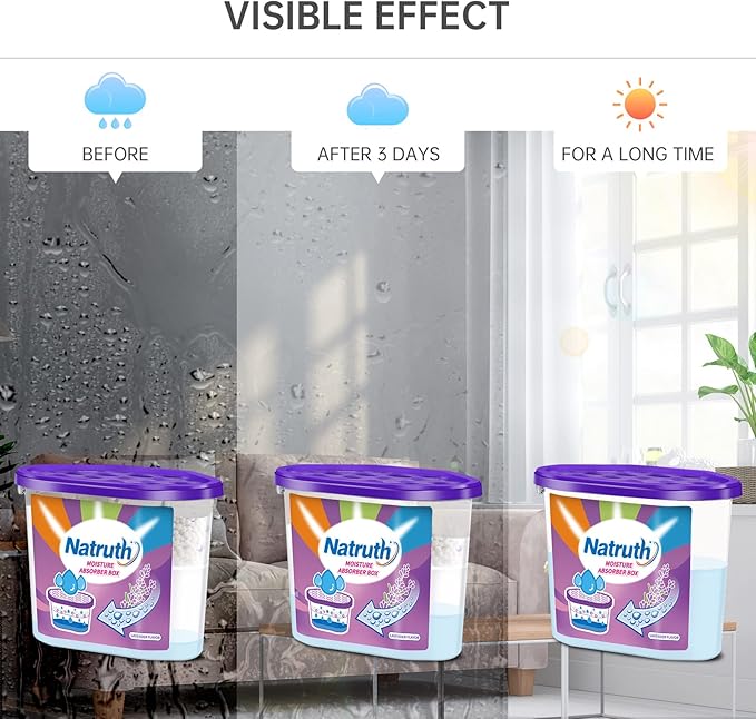 NATRUTH Moisture Absorbers With Lavender Scent,12.5OZ*6-Pack Portable Closet Dehumidifier, Odor Eliminator Absorber Bucket,Humidity Absorber,Cleaner Air Dehumidifier for Closet,Bathrooms, Kitchen