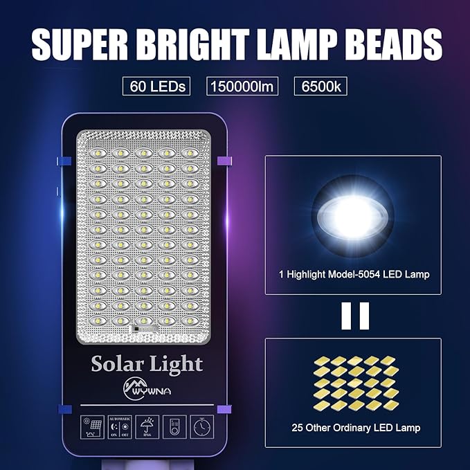 10000W Solar Street Lights Outdoor - 6500K Solar Parking Lot Lights Commercial Dusk to Dawn, Heavy Duty Split Type LED Solar Street Light Remote Control, Street Lights Solar Powered for Yard (2Pack)