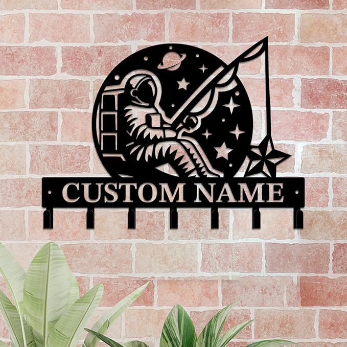 Personalized Custom Astronaut UFO Metal Wall Keys Hooks,Clothes Hooks Astronaut Art coat racks,door holder,Black Astronaut decorations for home,Entrance doors,Hallway, Bedroom,Keys,Hats (Style E)