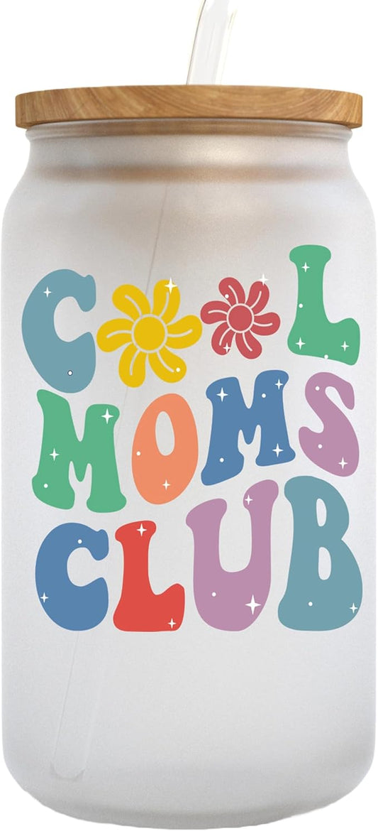 KLUBI New Mom Gifts for Women - Cool Moms Club Tumbler With Straw 16 Ounce After Birth Pregnancy Present New Mama Soon to be Mom to be Gift, First Time Mother Gifts for Pregnant Wife