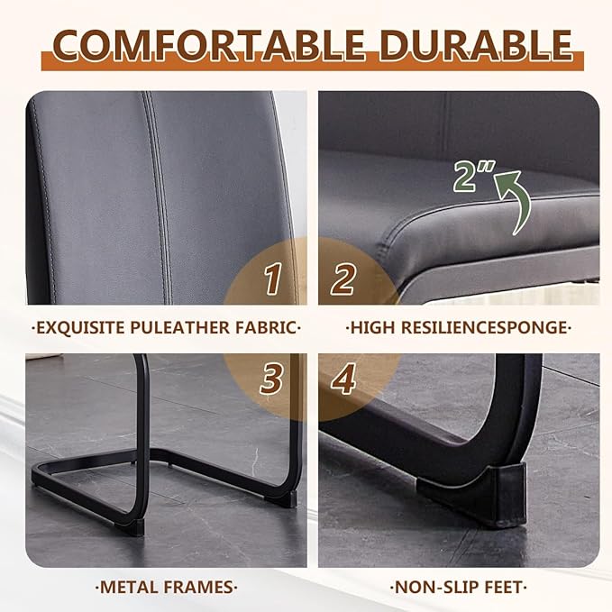 63'' Glass Dining Table Set for 4, Kitchen Table Chairs Set of 4, Clear Glass Dining Table with Black unique design Leg and Silver Metal Base, 4 PU Dining Chairs with Metal Legs, Living Room, Kitchen.