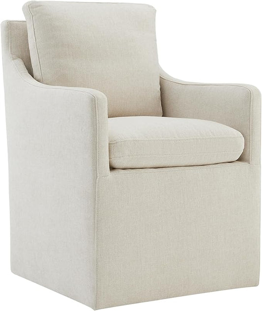 Upholstered Dining Chairs with Casters Modern Accent Armchair with Rollers for Diningroom Bedroom Livingroom Reading Room