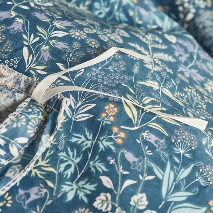 Blue Floral Duvet Cover Queen Vintage Flower Pattern Duvet Cover 100% Cotton Garden Style Comforter Cover Chic Botanical Floral Bedding Sets for Girls Women 1 Queen Duvet Cover with 2 Pillowcases
