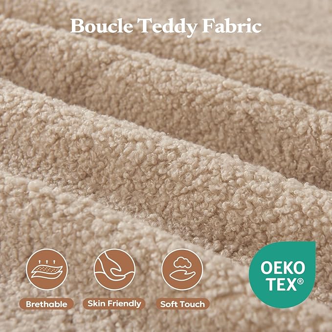 40" Single Sofa for Adults, Upholstered Floor Sofa Couch with Pillow, Teddy Boucle Sofa for Bedroom Living Room, No Assembly Required (Teddy Boucle, Camel)