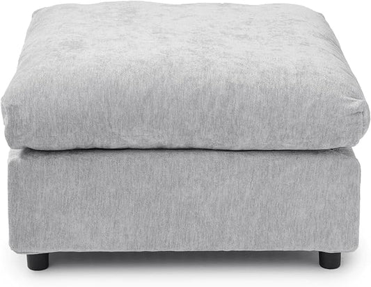 JACH Modern Ottoman Seater for Living Room, Cushion Covers Removable, Minimalist Footstool, Breathable Ottomans for Living Room, Apartment (Light Grey)