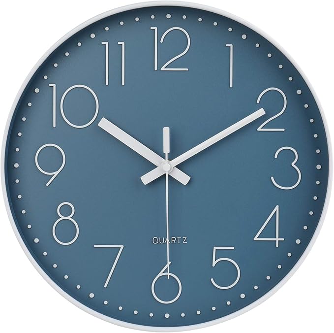 jomparis Large Wall Clock Decor for Pool Patio Home Bedroom Living Room (Blue 13.5 Inch)