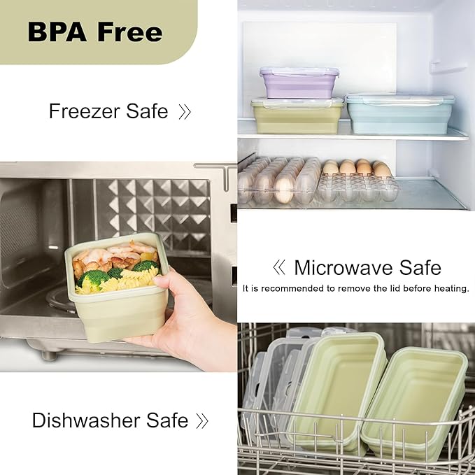 Extra Large Collapsible Silicone Food Storage Containers With Lids, 2000ml Big Meal Prep Boxes for Roasting Chicken, Store Leftover, Dishwasher & Microwave Safe, BPA Free, 2 Pack