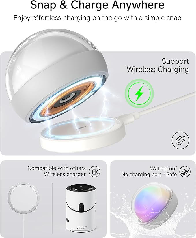 ZEEHOO Rechargeable Night Light, Portable Wireless Charging Egg Lamp, 2000mAh, Dimmable LED Night Light (8 Colors, 4 Modes), Mini Santa Light for Kids, Toddler, Gift,Christmas Decorations,