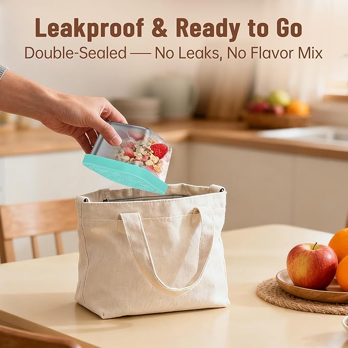 12 Pack Stainless Steel Snack Containers for Kids, 6oz & 1.6oz Leakproof Snack Salad Dressing Containers with Easy-Open Silicone Lids, Reusable Lunch Box Containers for Office & Travel