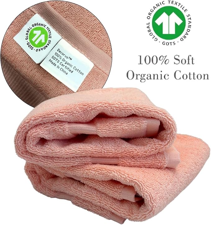 Pink Monogrammed Hand Towels for Bathroom - Luxury Hotel Quality Personalized Initial Embroidered Towel for Powder Room, Spa - GOTS Organic Certified - Set of 2 White Letter G
