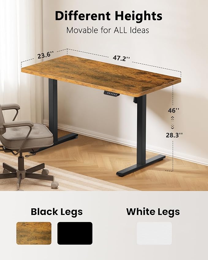 Whole Piece Standing Desk with Wheels Adjustable Height- Mobile Stand up Desk with Lockable Casters, Portable Sit Stand Desks Electric for Home & Office Workstation
