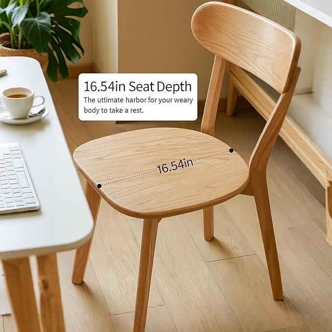 Solid Wood Dining Chairs Set of 4 - FAS-Grade North American Oak,Heavy Duty Dining Chair with Ergonomic Curved Back,Suitable for Kitchens and Dining Rooms,Easy Assembly,400 lbs Capacity