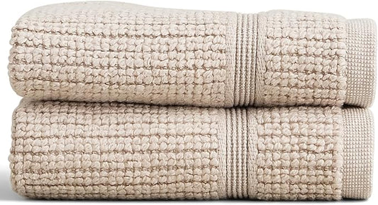Preston Lane Douro Washcloth Set – 2 Pack Luxury Cotton Towels, Ultra Soft & Absorbent, Quick-Dry Spa-Quality Bathroom Towels, Made in Portugal, Clay