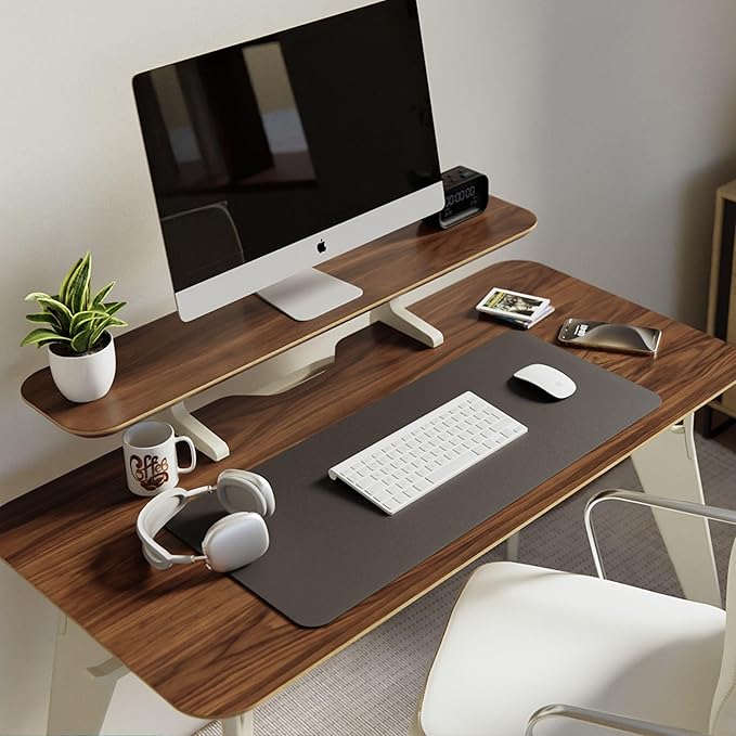 HOEK Desk Bundle, 47.5" x 23", Modular Collapsible Workstation with SNAP Assembly, Monitor Shelf, Under Shelf, Side Hook and Wall Cleat, Portable Folding Computer Desk for Home Office (Walnut/White)