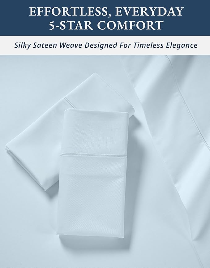 LANE LINEN 100% Egyptian Cotton Bed Sheets King Size, 15 inch Extra Deep Pocket King Sheets, Natural Cooling NO Pill Fade Resistant Cotton Sheets King Elegant Jaquard Swiss Dot - Ice Melt