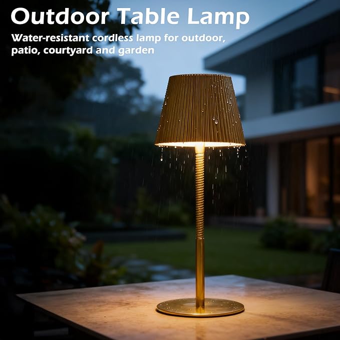 Cordless Table Lamp DIY, 2500mAh Rechargeable & Flexible Desk Lamp, Stepless Dimming Modern Bedside Lamps with 3-Color LED Touch Control, Minimalist Nightstand Lamps for Decor & Gifts (Gold)