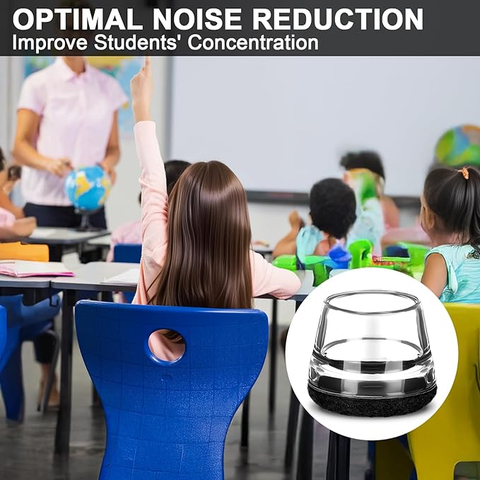 Chunful 32 Pcs Chair Leg Floor Protectors TPE Classroom Chairs & Desks Leg Covers with Quiet Felt Sliders Prevent Floor Scuffs & Scratches Desks Foot Caps Pads Teacher Classroom Supplies (Black)