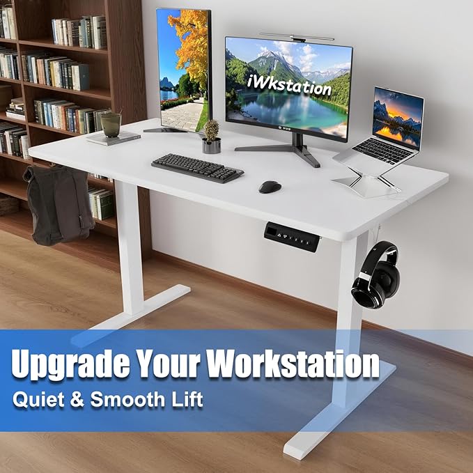 Whole Piece Standing Desk with Wheels Adjustable Height- Mobile Stand up Desk with Lockable Casters, Portable Sit Stand Desks Electric for Home & Office Workstation