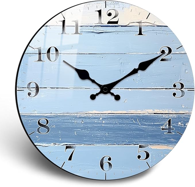 Rustic Wooden Wall Clock for Kitchen Decor - Highland Cattle Design - 10 Inch Round Silent Non-Ticking Battery Operated Clock with Tempered Film, Small Wall Clock for Farmhouse, Bedroom