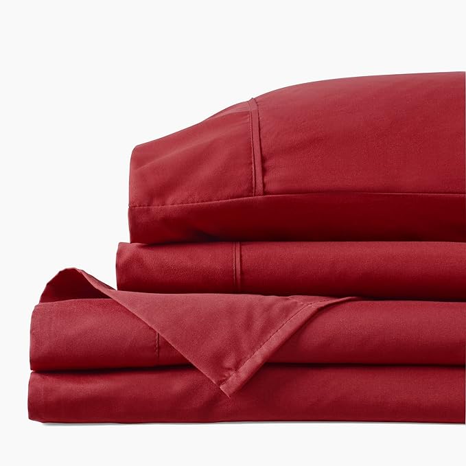 PeachSkinSheets Deep Crimson Red Sheet Set - 1500tc Level of Softness - Extra Soft Cooling Sheets for Hot Sleepers and Night Sweats - Full Size