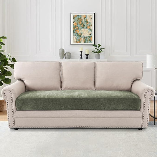 H.VERSAILTEX Stretch Chenille Couch Cover for 3 Cushion Couch - Pet Friendly, Thick & Soft - All Seasons Universal (3 Seater Sofa Cushion Cover, Tea Tree)