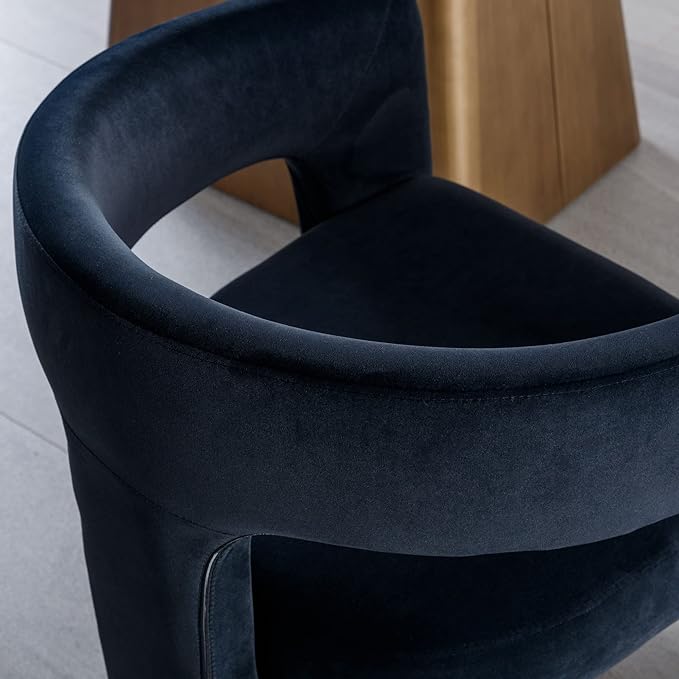 Set of 3 Modern Velvet Fabric Upholstered Dining Chairs with Open-Back, Cute Barrel Side Chairs Kitchen Armchair Accent Chairs for Dining Room Bedroom, Black