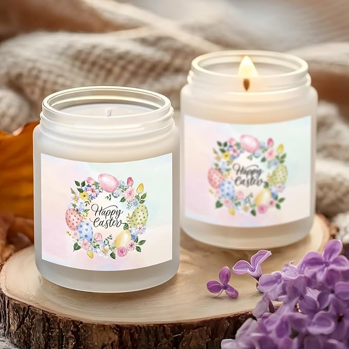 Easter Candle - Cream Vanilla Scented Natural Soy Wax Candel for Home, Egg Décor Spring Candle, Easter Gifts for Women, Clean Burning, Vegan Jar Candle for Birthday,Aromatherahpy,Relaxation(7oz)
